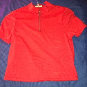 Red cropped shirt